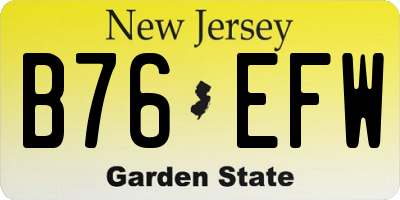 NJ license plate B76EFW