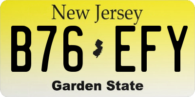 NJ license plate B76EFY