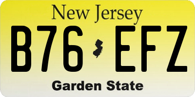 NJ license plate B76EFZ