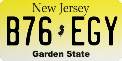NJ license plate B76EGY