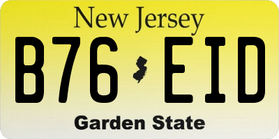 NJ license plate B76EID