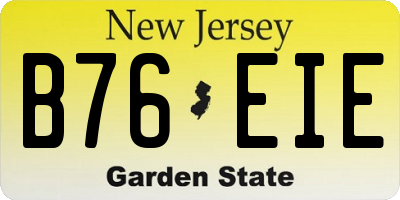 NJ license plate B76EIE