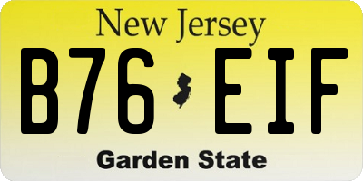 NJ license plate B76EIF
