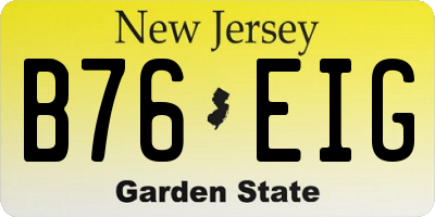 NJ license plate B76EIG