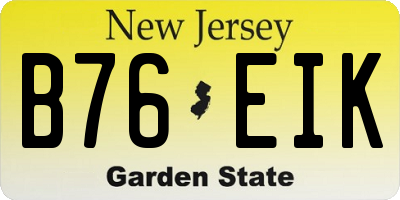 NJ license plate B76EIK