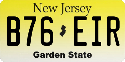 NJ license plate B76EIR