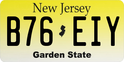 NJ license plate B76EIY