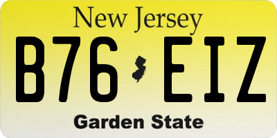 NJ license plate B76EIZ