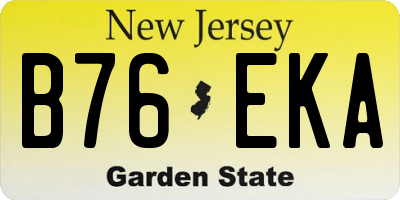 NJ license plate B76EKA