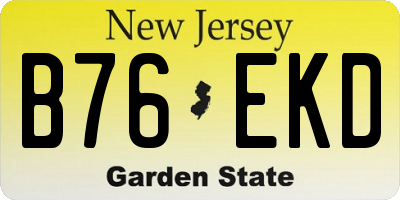NJ license plate B76EKD