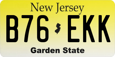 NJ license plate B76EKK