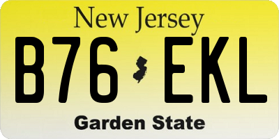 NJ license plate B76EKL