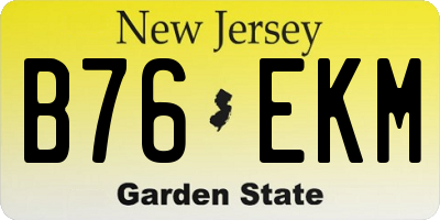 NJ license plate B76EKM