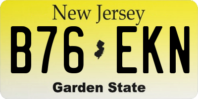 NJ license plate B76EKN