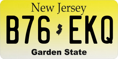 NJ license plate B76EKQ