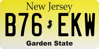 NJ license plate B76EKW