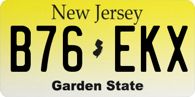 NJ license plate B76EKX