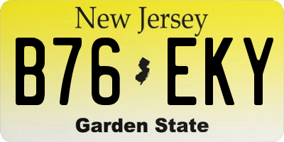 NJ license plate B76EKY