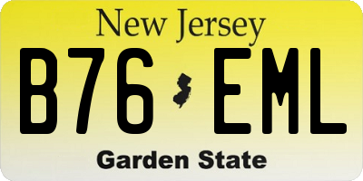 NJ license plate B76EML