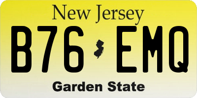 NJ license plate B76EMQ