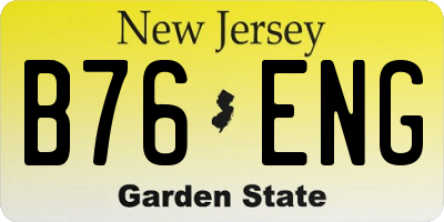 NJ license plate B76ENG