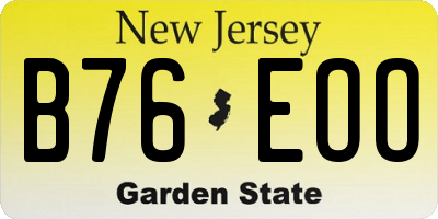 NJ license plate B76EOO