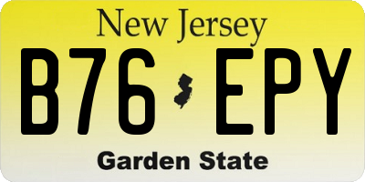 NJ license plate B76EPY