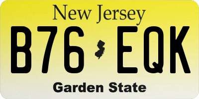 NJ license plate B76EQK