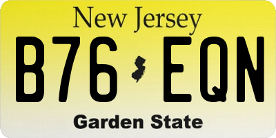 NJ license plate B76EQN