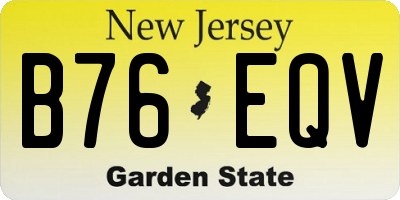 NJ license plate B76EQV