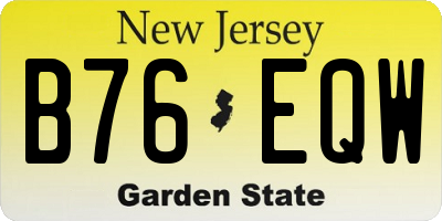 NJ license plate B76EQW