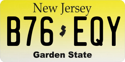 NJ license plate B76EQY