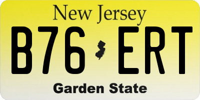 NJ license plate B76ERT