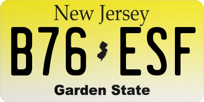 NJ license plate B76ESF
