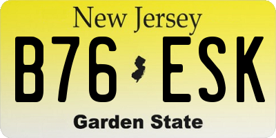 NJ license plate B76ESK