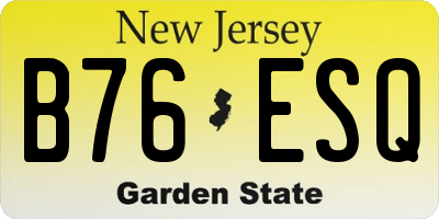 NJ license plate B76ESQ