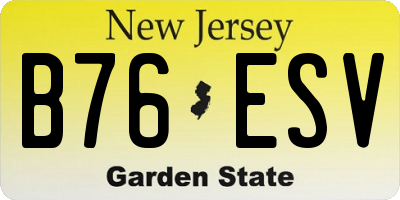 NJ license plate B76ESV