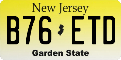 NJ license plate B76ETD