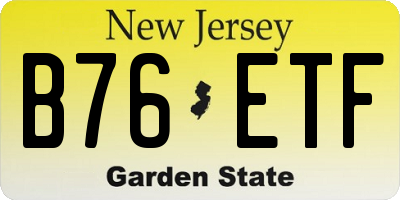 NJ license plate B76ETF