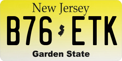 NJ license plate B76ETK