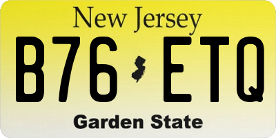 NJ license plate B76ETQ