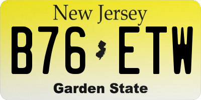 NJ license plate B76ETW