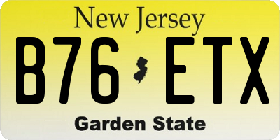 NJ license plate B76ETX