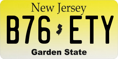NJ license plate B76ETY