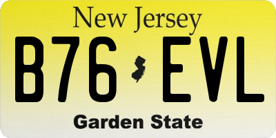 NJ license plate B76EVL