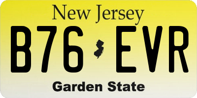 NJ license plate B76EVR