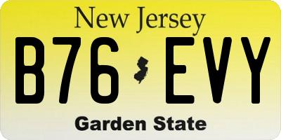 NJ license plate B76EVY