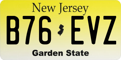 NJ license plate B76EVZ