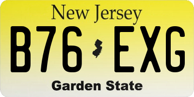 NJ license plate B76EXG