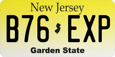 NJ license plate B76EXP